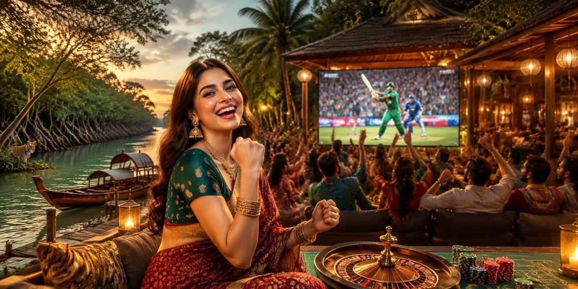 সুন্দরবানের পটভূমিতে ক্রিকেট বেটিং উপভোগ করছেন একজন বাংলাদেশি